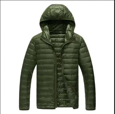 2026 Men Black Hooded Coat, Blue Zipper Control Winter Down Jacket, Green Lightweight Design Parkas Jaqueta, Asian Size M-5XL