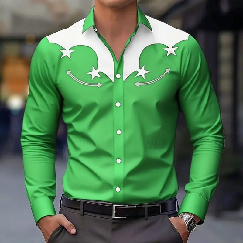 Men's Long Sleeve Shirt Western cowboy Denim Retro | SAMAG