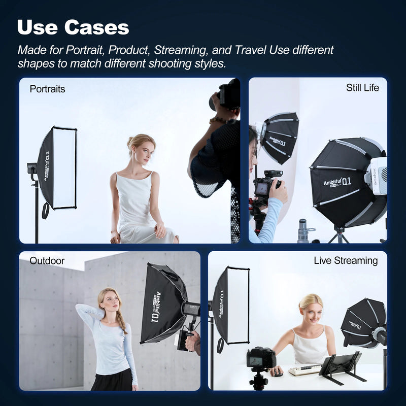 AMBITFUL Quick-setup Q1 30cm Softball & 45cm Bounce Softbox,mini Bownes For YN150/Forze60,GODOX MOUNT For ML100 ML150 AD300PRO
