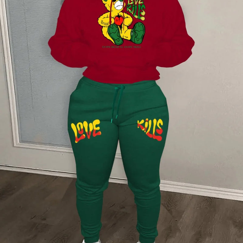 Autumn Winter Women's Tracksuit with Oversize Classic Two Piece Set Women Casual Hoodie&Trouser Suits Fitness Jogging Sports Set