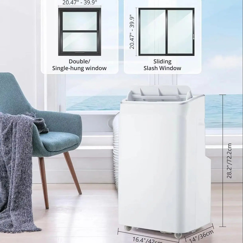 12000 BTU Portable Air Conditioner Free Standing AC Unit With Remote Control Dehumidifier Fan Auto Swing And Smart Sleep Mode Quiet Operation For Rooms Up To 500 Sq Ft White