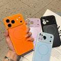 Fashion Liquid Silicone For Magsafe Magnetic Phone Case For iPhone 17 16 15 14 13 Pro Max Large Window Lens Glass Protect Cover