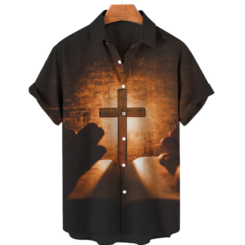God Jesus Mary Hawaiian Shirts For Men's Crucified | SAMAG