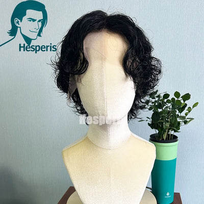 Hesperis Lace Front Human Hair Wig For Men Brazilian Remy 13x6 Deep Part Short Pixie Cut Wig For Male Pre Plucked Bang Wigs