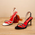 CHCH Women's Strap High Heels Summer Satin Open Toe Ankle Strap Sandals 8cm