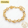 18K Gold Plated Exquisite Square Zircon Bracelet for Women - Fashionable Wedding Jewelry and Party Gift