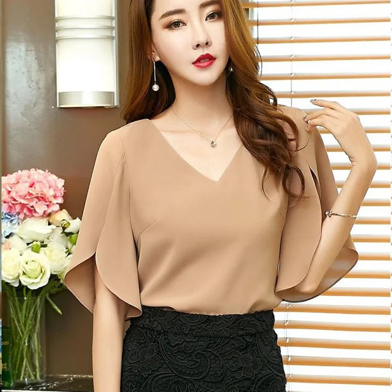 Summer New Casual Women Chiffon Shirt Female Lotus Leaf - View 4 | SAMAG