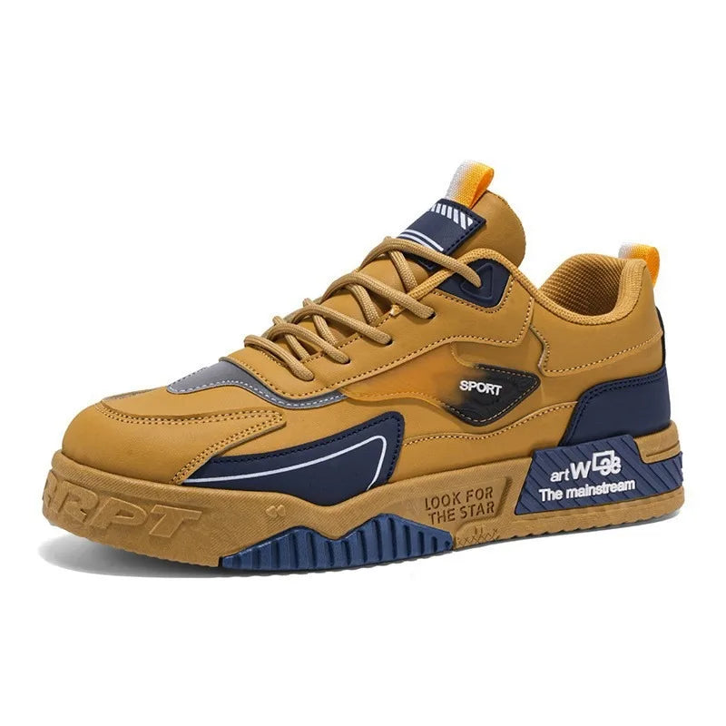 Men's Leather Low Top Sneakers Trendy Light Comfort Versatile Street Board Shoes Fashion Outdoor Men Running Casual Sports Shoes