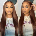 30 40 Inches #4 Chocolate Brown 13x4 Lace Front Human Hair Wigs Pre Plucked Dark Brown Bone Straight 13x6 HD Lace Frontal Wigs