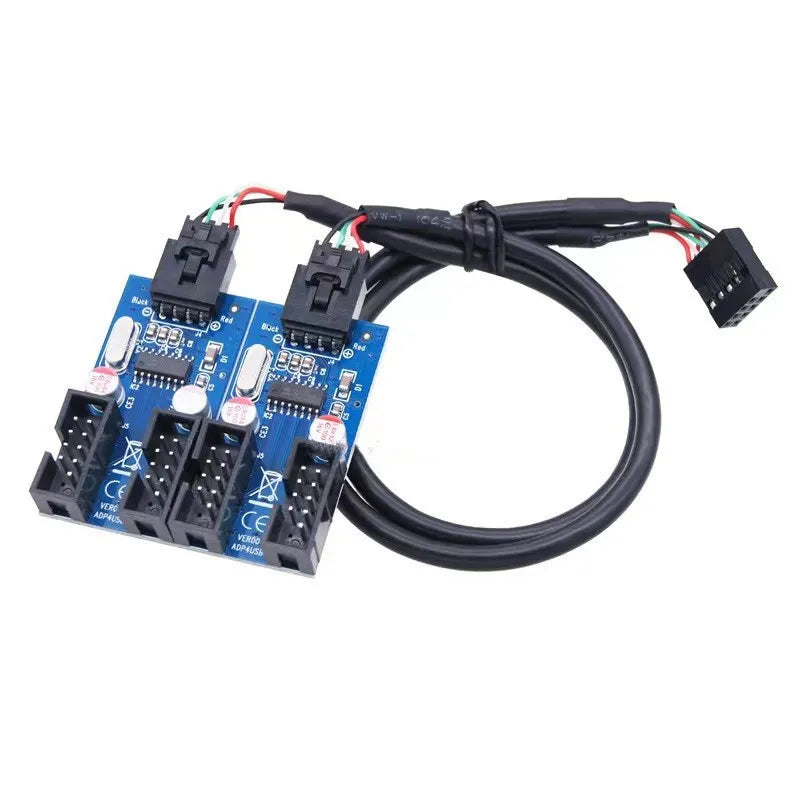 9Pin USB Splitter Motherboard USB Female Interface Header Splitter 1 to 2 Extension Cable Adapter 9Pin 1 to 4 USB HUB Connectors