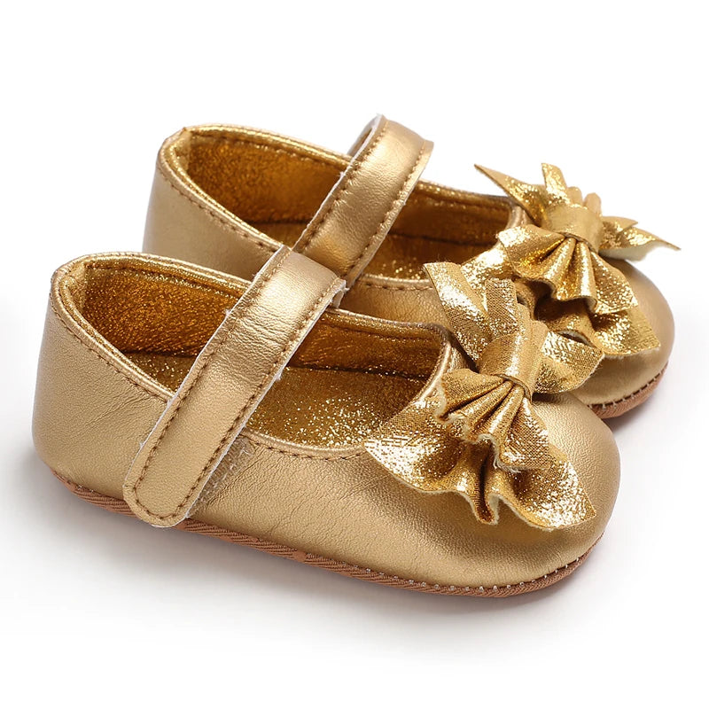 Gold Color Theme Christening baby Shoes for 1 Year Old Newborn Baby Baptismal Shoes for Girl Kids
