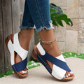 New Summer Women Mix Color Wedge Sandals Comfortable Non Slip Beach Shoes Woman PU Leather Platform Roman Sandalias Mujer