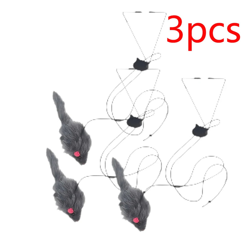 2 PCS Adjustable Hanging Cat Toy Interactive Mouse Toys Hanging Door Retractable Plaything Funny Kitten Scratch Rope Mouse Toy