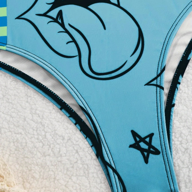 Hello Kitty Light Blue Bandeau Bikini Set for Women Tie | SAMAG