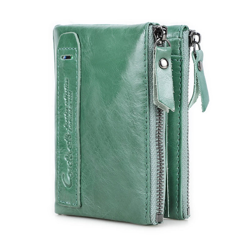 CONTACT'S Fashion Genuine Leather Women Wallet Bifold Card Holder Coin Purse Small Women's Purse Money Clip Men Pocket Wallets