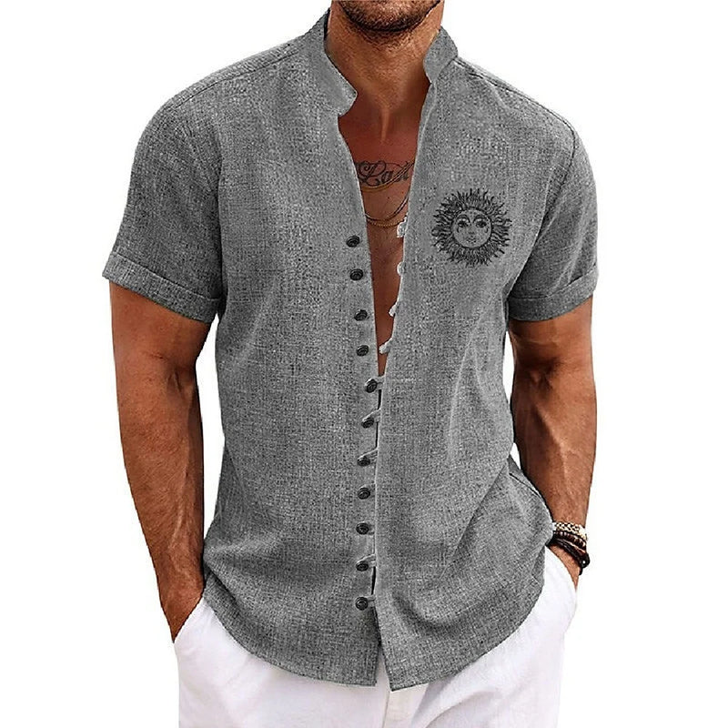 New Men's Linen Short-Sleeved Shirt, with a Fashionable | SAMAG