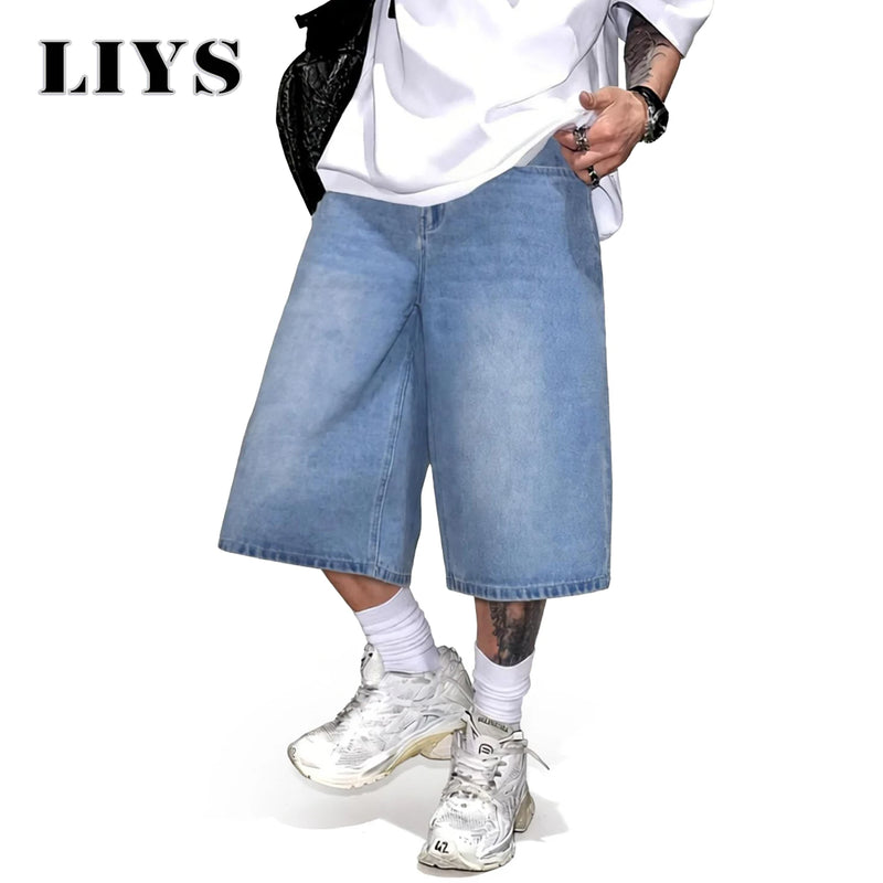 LIYS Men's Simple Light Blue Retro Ultra Baggy Wide-Leg | SAMAG
