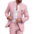 Men‘s Linen Pant Suit Set Plus - size Black Blue Single Button 2 - Piece Summer Business Formal Casual - View 2 | SAMAG