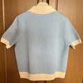 Tossy Knit Sweater Cardigan Coat Female Pocket V-Neck Contrast Short Sleeve Patchwork Elegant Vest Women's Knitwear Cardigan Top