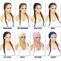 Half Red Half Black Colored Lace Front Braided Wigs For Women 26 Inch Long Synthetic Double Dutch Box Braids Wig With Baby Hair