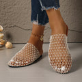 New Round-headed Mesh Shallow-mouth Fashionable Sexy Summer Beach Slippers, Lightweight Anti-slip Elegant Women's Flat Shoes
