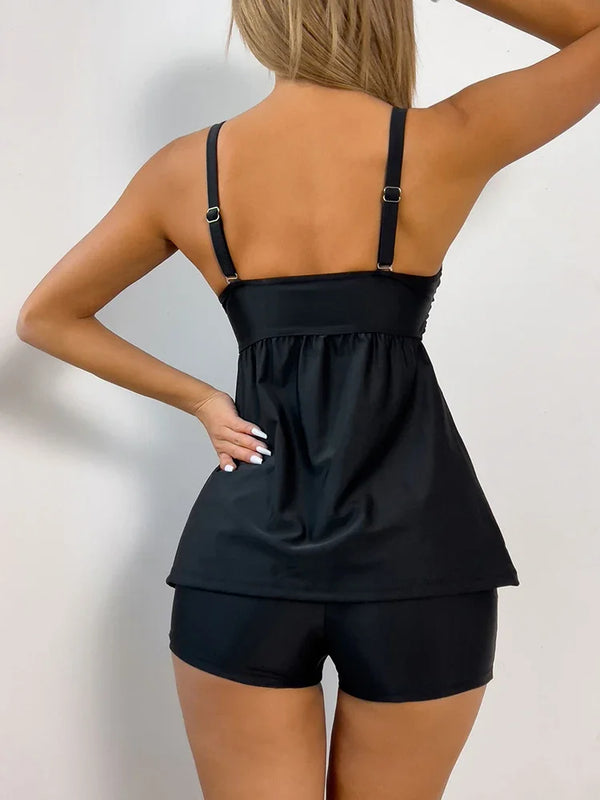 High Waist Tankini Sexy Women's Bikini Set Black Swimwear | SAMAG