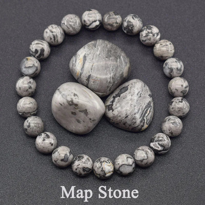 Women's Genuine Tree Patterned Agates Beads Bracelet Real