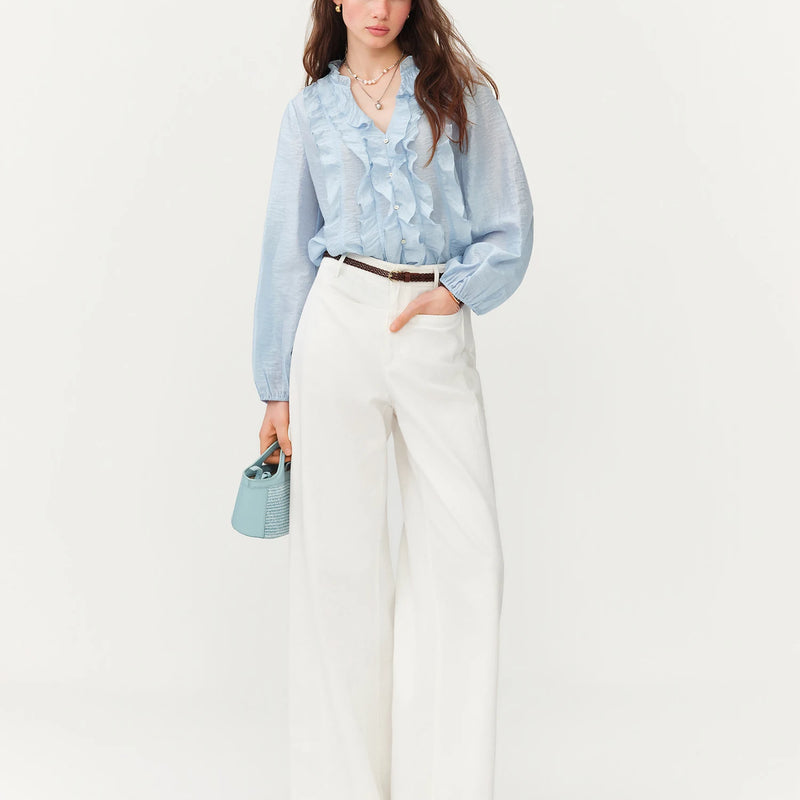 FSLE Summer New Women's French Style V - Neck Ruffle Blouse - View 3 | SAMAG