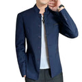Black Stand-up Collar Men Retro Suit Jacket, Asian Size Slim-fit Blazer Coat, Single-Breasted Long-Sleeved Overcoat M-5XL
