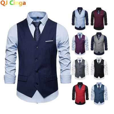 Blue Suit Vest, Men's Business Sleeveless Jacket, Asian | SAMAG