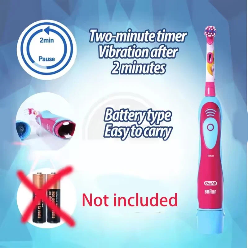 Oral B DB5510K Electric Toothbrush Children Rotary Teeth Brush Soft Bristles 2Min Timer Waterproof Battery Powered For 3-12 Ages