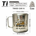 Titanium Mug Double-Layer Anti-Scald Titanium Cup Camping Coffee Cup 450ml Cat and Dog Themed Couple's Cup