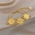 Vintage Gold Plated Stainless Steel Coins Wrist Bracelet for Women Men Classic Ethnic Cuff Bracelets Waterproof Jewelry