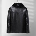 2025Plush Thickened Faux Leather Jacket Men's Fur Collar  Jacket Windproof   Waterproof Business Jacket Winter motorcycle jacket