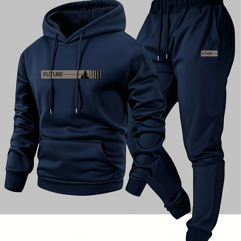 Men's two - piece set casual long - sleeved hooded sweatshirt and sports pants outfit suitable for winter - View 4 | SAMAG
