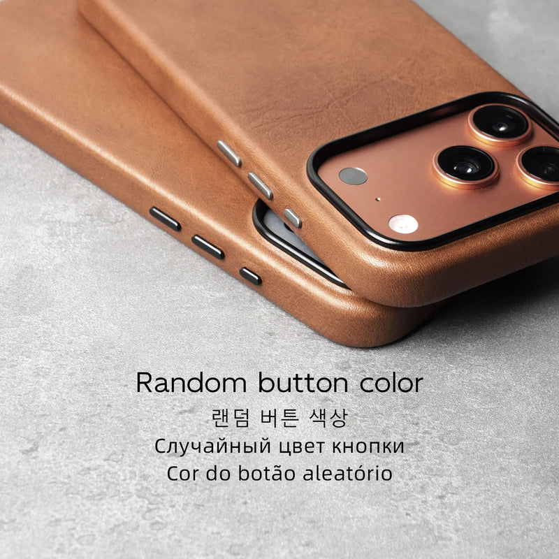 YMW Handmade Italian Genuine Leather Case for iPhone 17 16 15 Pro Max Magnetic Luxury Business Retro Cow Phone Cover