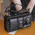Meet You Y2K Vintage Gothic Black Shoulder Bag for Women Punk Cool Girls Multi-pocket Pu Leather Underarm Bag Trend Tote Bag