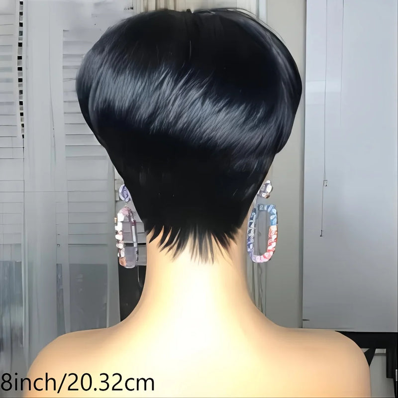 Short Pixie Wig Human Hair Layer Cut Short Human Hair Wigs Brown Red Ombre Highlight Duby Wigs Cheap Full Machine Wigs for Women