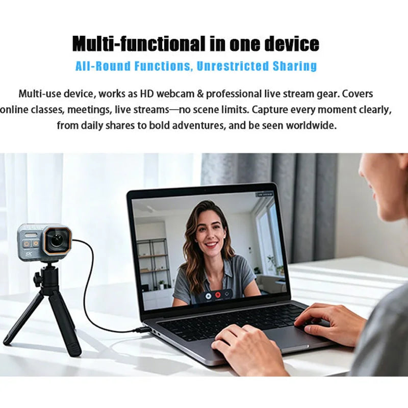 5K UHD Mini Action Camera 30fps Outdoor Sports Buit-in 1050mAh Battery IP68 Waterproof Wifi Camcorder  Bike Helmet Body Camera
