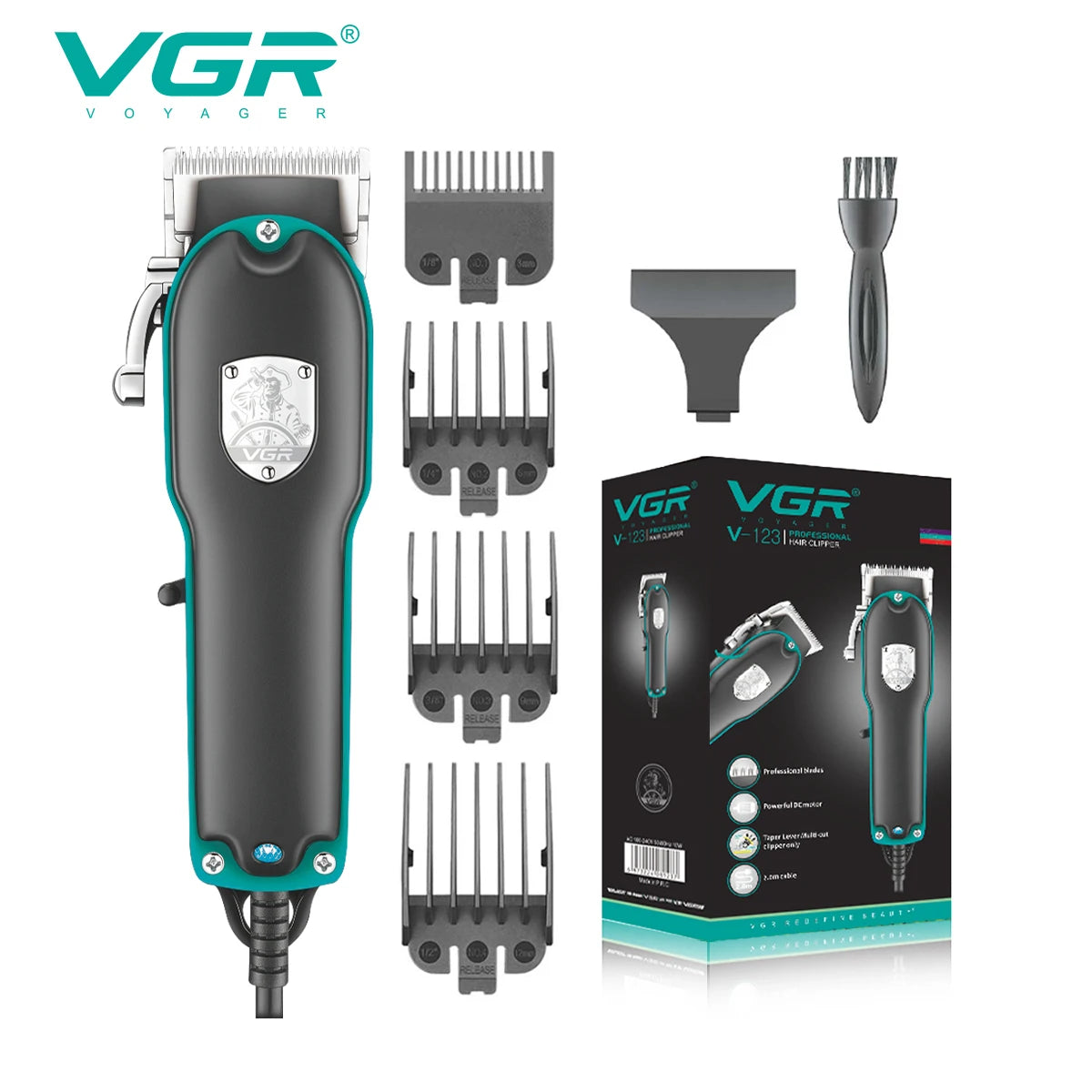 VGR Professional Electric Hair Clipper with Super Power Direct Insertion Hair ClipperMetal Blade Cleaning and Hair Removal V-123