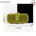 Queena Yan New Arrival Fashionable Olive Color Diamond Decorative Party Wedding Pointed Toe Women's High Heels and Bag Set