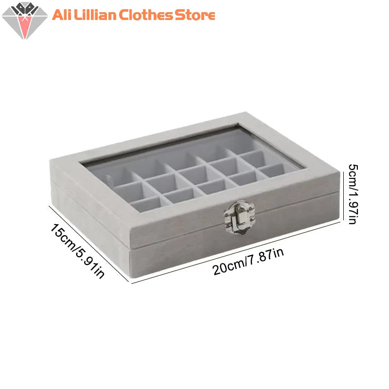 24 Grid Jewelry Storage Box New Transparent Window Large Capacity Ring Necklace Jewelry Storage, Simple And High-end Display Box
