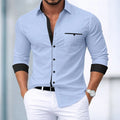 Men's shirt button-up no-iron color block casual everyday | SAMAG