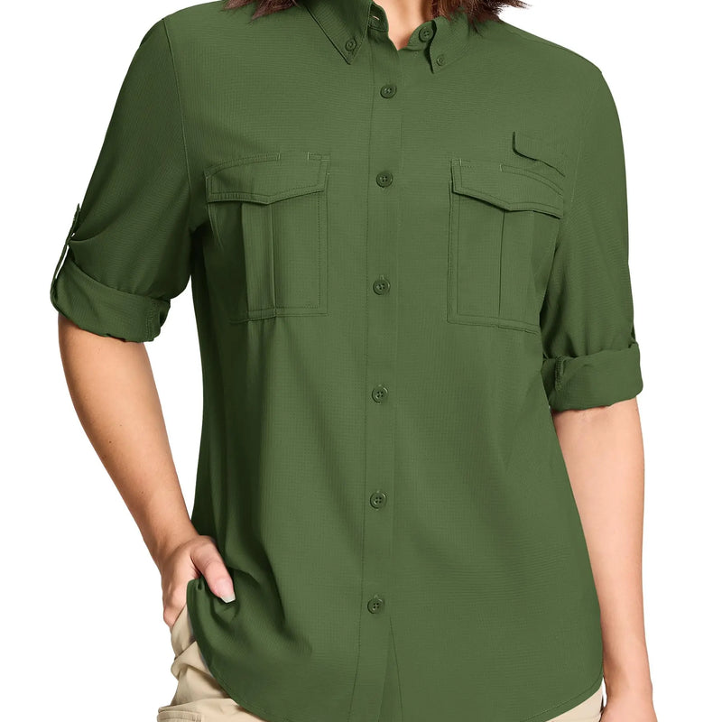 TACVASEN Women's UPF50+ Quick Dry Hiking Fishing Blouse - View 7 | SAMAG