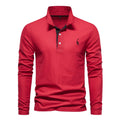 AIOPESON Men's Deer Embroidery Polo Shirts Solid Color Long Sleeve Social Business Male - View 11 | SAMAG