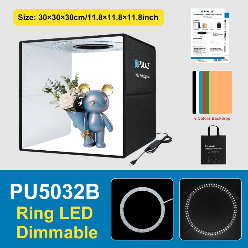 Softbox 3 Color Light Modes Lightbox Dimmable Led Ring Light Box Photo Lighting Studio Shooting Tent Box 6 Color Backdrops