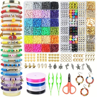 2 Box 24 Rainbow Color Clay Beads Bracelet Making Kit for Jewelry Letter Accessories DIY Handmade Supplies | SAMAG