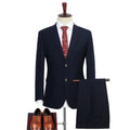 Plus Size Men‘s Suits Elegant Single Breasted Business Jacket Pants For Host Groom Groomsmen Grey Black Navy - View 4 | SAMAG