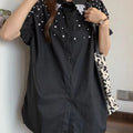 High - end Loose Casual Cotton Short Sleeve Shirts Blouses - View 3 | SAMAG
