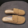 Women's New Spring Summer Style Plus Size Mules Soft Leather Soft Sole Flat Heel Closed Toe Half Slip On Outdoor